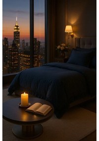 Lenjerie de pat albastru-închis din bumbac ranforcé pentru pat dublu, extinsă 240x220 cm Ruffle Striped – Mila Home Luxury