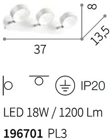 Aplica LED perete sau tavan directionabila OBY PL3 196701