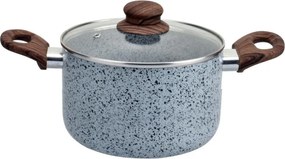 Oala Oliver Voltz Siena OV51318J24D, 24 cm, 5.6L, Finisaj marmura, Inductie, Manere moi, Gri/Maro