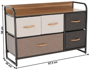 Comoda cu sertare din material textil HAZEL TIP 4,maro, S