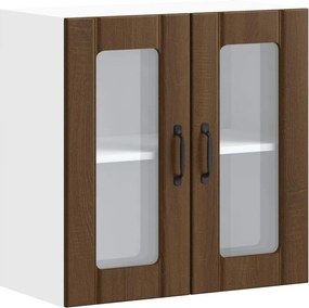 vidaXL Dulap de bucătărie cu ușă din sticlă "Lucca" lemn stejar maro