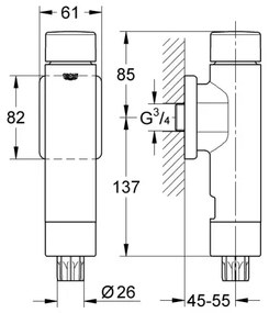 GROHE 37349000 - supapă de spălare cu presiune RONDO A.S. 3” crom lucios