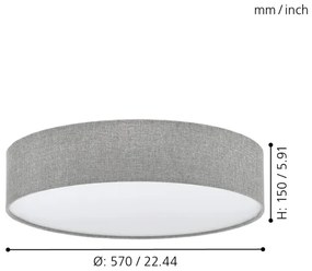 Eglo 97613 - Plafonieră PASTERI 3xE27/60W/230V 57 cm