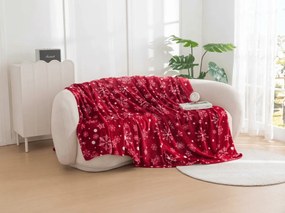 Patura Cocolino rosie de Craciun SNOWFALL Dimensiune: 150 x 200 cm