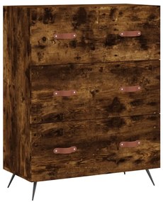 827825 vidaXL Comodă cu sertare, stejar afumat, 69,5x34x90 cm, lemn prelucrat