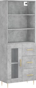 vidaXL Dulap înalt, gri beton, 69,5x34x180, lemn compozit