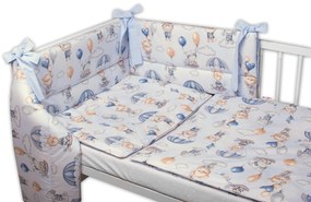 BABY NELLYS 3-dílná set de Mantinel cu lenjerie de pat, Zburător animale, albastru 120x90