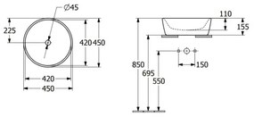Villeroy & Boch 5A254501 - Lavoar pe blat ARCHITECTURA Ø 45 cm ceramică/albă