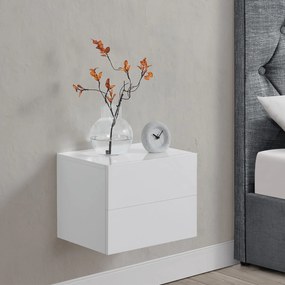 Noptiera 40x29x30 cm cu 2 sertare, alba