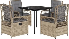 vidaXL Set mobilier de grădină cu perne, 5 piese, bej, poliratan