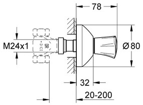 GROHE 19806001 - Set de finisare pentru ventil încastrat COSTA L 20-200 mm crom lucios