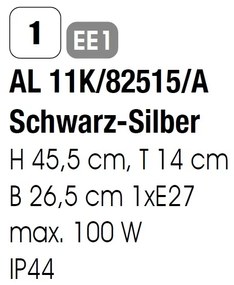 Aplica de perete exterior stil clasic IP44 Hermine AL 11K/82515/A schwarz-silber OR