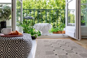 Covor sisal Floorlux 20079 Pătrat argintiu si negru - SECUNDAR-COTATI PRODUSUL