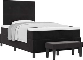vidaXL Pat cu arcuri cu saltea cu headboard Negru 120 x 200 cm Catifea