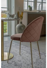 Scaun Geneve Dining, catifea, roz, picioare cu efect de alamă