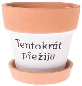 Ghiveci decorativ ceramic cu inscripție,12,5 x 12 cm