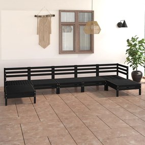 3083348 vidaXL Set mobilier de grădină, 7 piese, negru, lemn masiv de pin