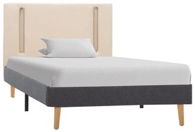286770 vidaXL Cadru pat cu LED, crem și gri închis, 100 x 200 cm, textil
