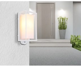 Aplică de exterior cu senzor Globo 31982WS LOGANA 1xE27/60W/230V IP44 alb