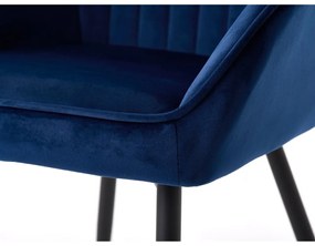 Set de scaune de sufragerie albastru închis cu cotiere 2 buc. tapițat Nolan Stripe – Unique Furniture