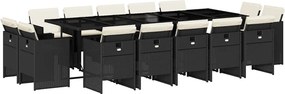 vidaXL Set mobilier de grădină cu perne, 15 piese, negru, poliratan