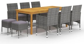 vidaXL Set mobilier de grădină, 11 piese, gri