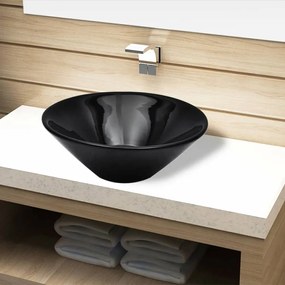 Chiuveta ceramica pentru baie, rotunda, negru Negru