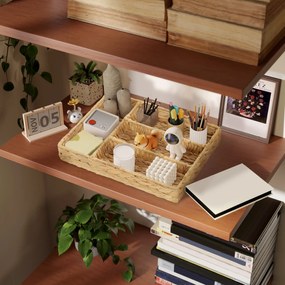 HOMCOM Coș de depozitare trestat din papură de apă cu 4 compartimente, pentru baie, dormitor, naturale | Aosom Romania