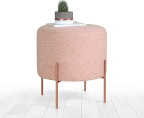 Taburet COPPER 44, roz/cupru, material textil/otel, 40x40x42 cm