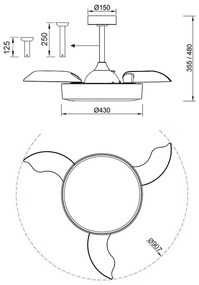 Lustra LED CCT cu ventilator si telecomanda ALASKA mini alb MA-8755