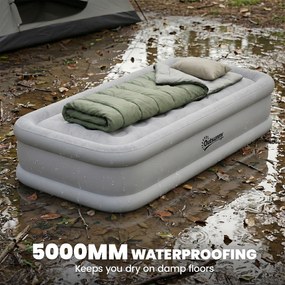 Outsunny Saltea gonflabilă 1 persoană auto-umflantă cu pompă electrică integrată în 3 minute, suprafață plușată | Aosom Romania