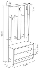 Set mobilier pentru hol Chulio (Mokka + Antracit). 1071993