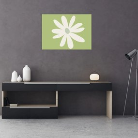 Tablou pe sticlă - Hippies, flori verzi N⁰2 (70x50 cm)