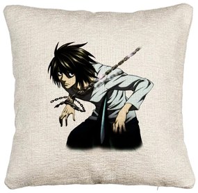 Perna Decorativa Canapea cu Death Note L, 40x40 cm, Cu fermoar