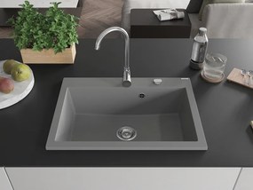 Mexen Elix chiuvetă granitică cu 1 compartiment 700 x 500 mm, gri, sifon crom - 6526701005-71