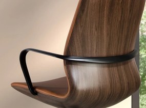 Scaun de birou modern piele sintetica si furnir de nuc Brown