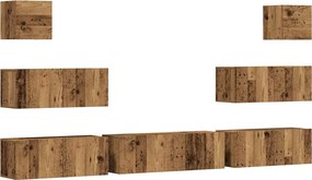 vidaXL Set dulap TV 7 piese montat pe perete lemn vechi lemn prelucrat