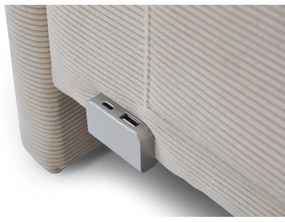 Pat pentru copii bej tapițat cu spațiu de depozitare cu somieră 90x200 cm Cool – Meise Möbel