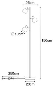 Lampa de podea Art Deco aurie cu sticlă verde cu 3 lumini - Vidro