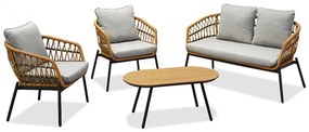 Set mobilier de grădină Artefactos (natural + gri deschis) (pentru 4 persoane). 1121231