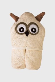Prosop copii cu glugă Owl bej 80x80 cm