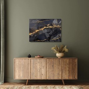 Tablou pe sticlă - Negru - decor auriu (70x50 cm)