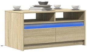 vidaXL Măsuță de cafea cu lumini LED, stejar sonoma, lemn prelucrat