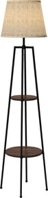Lampa de Podea cu Rafturi, Inalta cu Abajur din Material Textil (Becul nu este Inclus), Nuc Maro si Maro Deschis, Φ42x166cm HOMCOM | Aosom RO