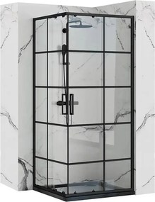 Cabina de dus patrata Rea Concept cu usi glisante 90x90 negru mat