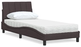vidaXL Pat cu saltea, maro închis, 90x200 cm, textil
