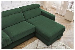 Colțar verde închis extensibil cu tapițerie din catifea reiată (cu colț variabil) Monaco – Bobochic Paris