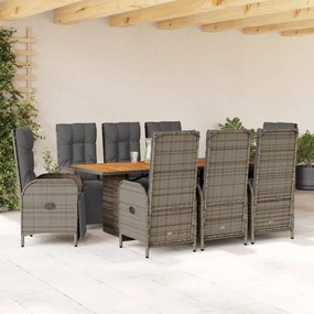 3213523 vidaXL Set mobilier grădină cu perne, 9 piese, gri, poliratan