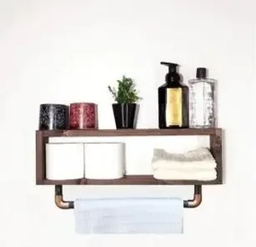 Suport prosop din lemn-metal Industrial Homs,seria wood 48x10 x 25 cm,700165