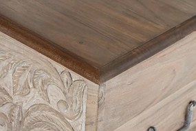 Cufar din lemn de acacia sculptat manual, 90X40X40 cm, "Epoque"